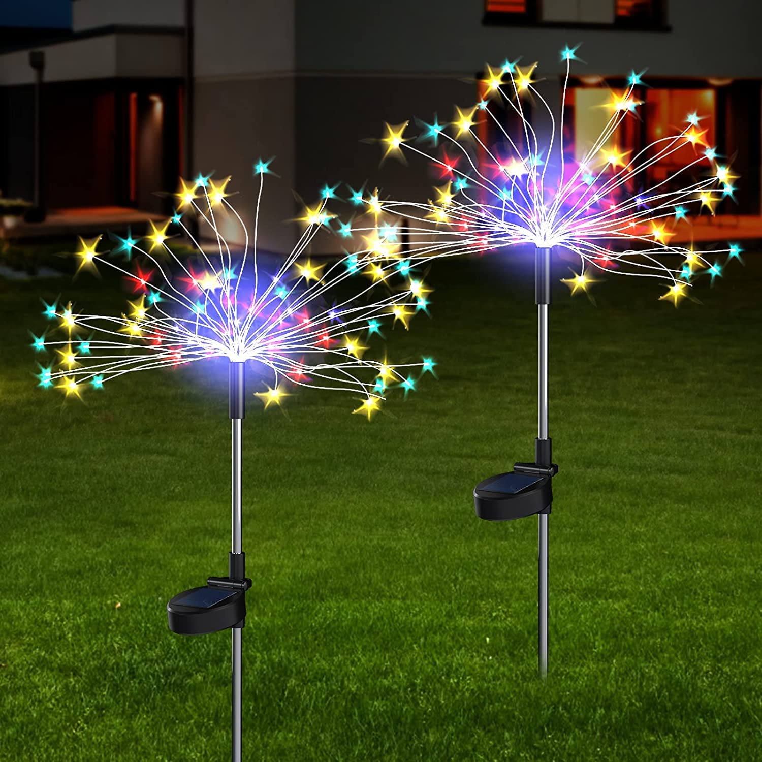 Set 2 Lampi solare artificii cu suport metalic, 100 LED, multicolor Adauga la lista de dorinta