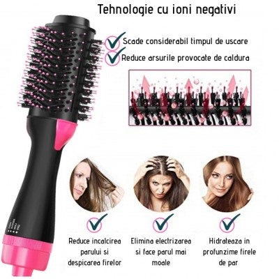 Perie electrica uscator par cu aer cald, 1000W, 3 trepte