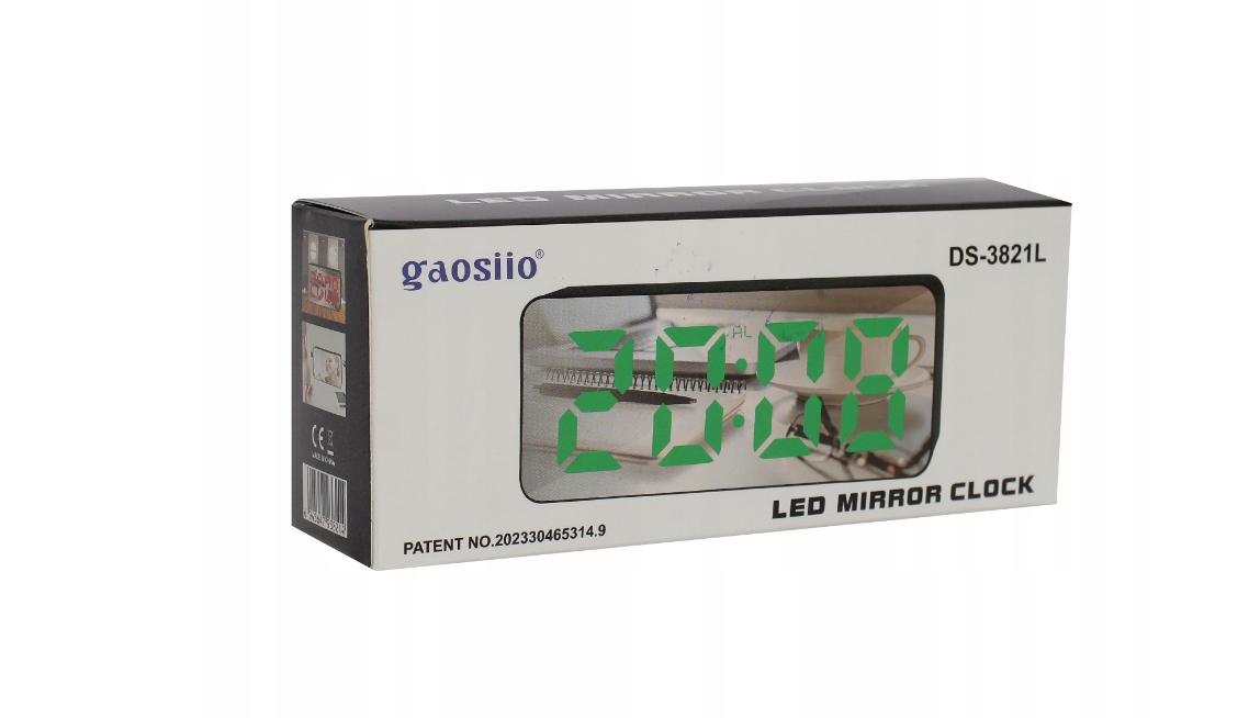 Ceas multifunctional cu LED stil oglinda curbata, alarma digitala, afisaj mare, mod noapte, data, temperatura