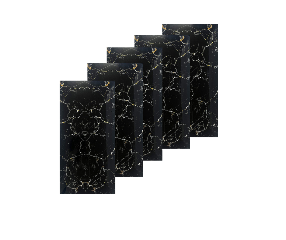 Set 10x Tapet Marmura Premium 3D , autoadeziv, waterproof, usor de montat, design modern, 30×60 cm, negru cu auriu
