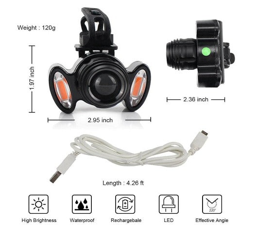 Lumină pentru bicicletă, cu zoom, reglabil, performanta ,reîncărcabilă