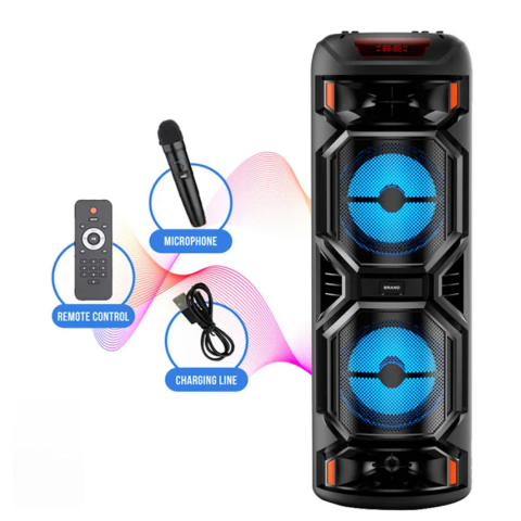 Boxa mare portabila 87cm cu bass puternic, incarcator. bluetooth, wi-fi, stick, card, radio, AUX, microfon, baterie 3600mAH si telecomanda