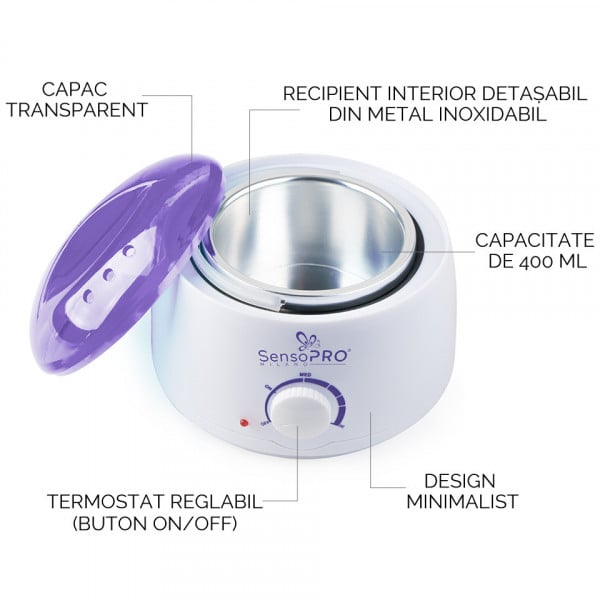 Incalzitor Electric Ceara Epilatoare PRO Wax Decantor ceara, Alb