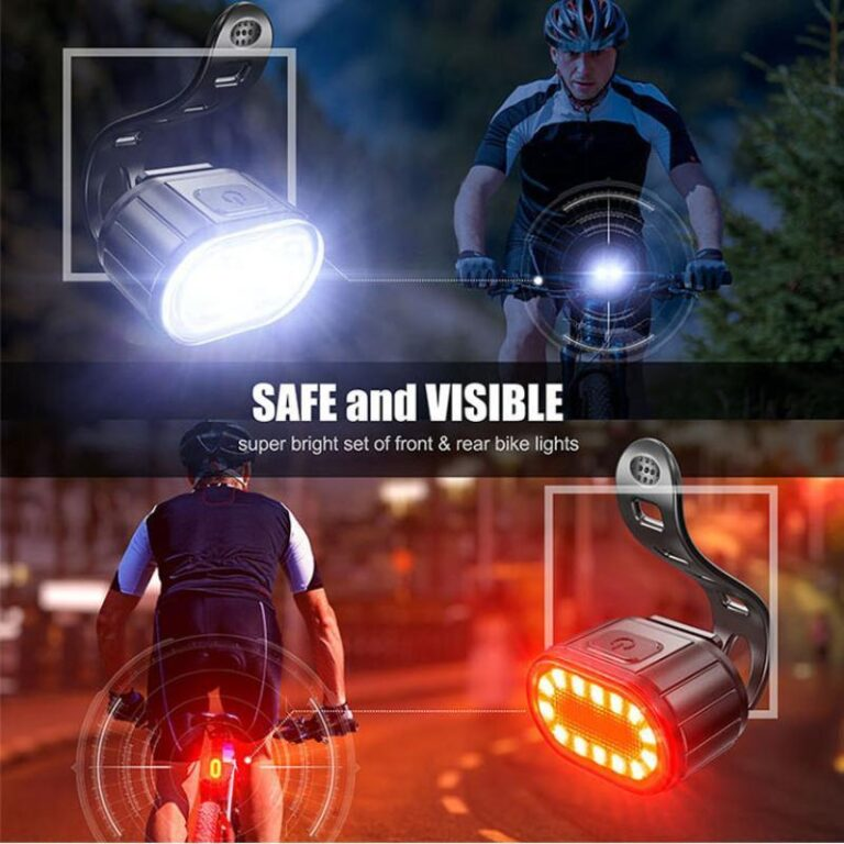 Far bicicletă, reîncărcabilă prin USB, cu LED față, spate