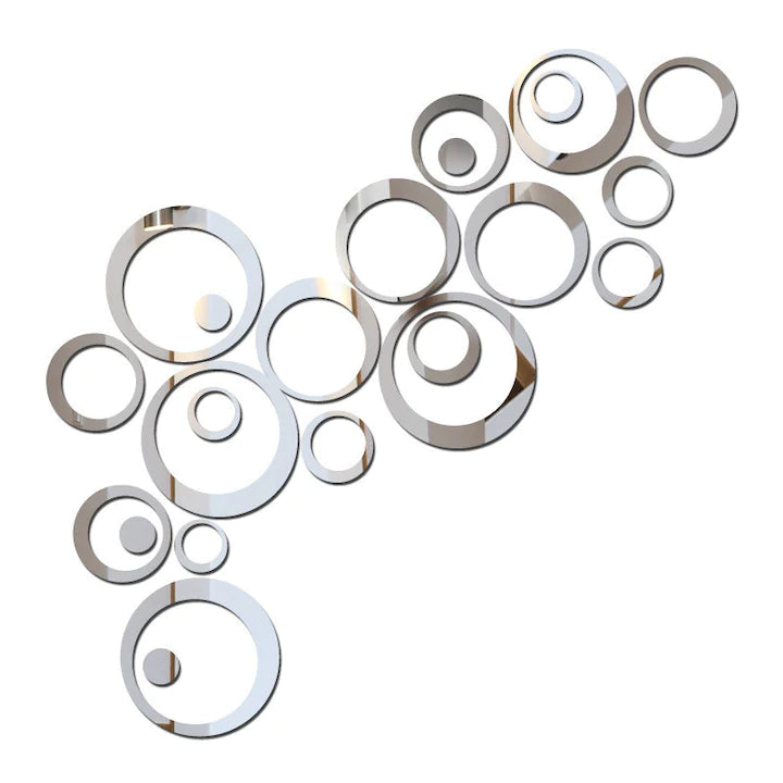 Set 24 stickere decorative oglinda, , Acril, 2.5-14 cm, Argintiu