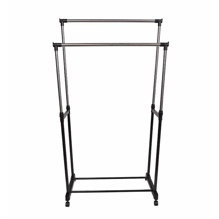 Suport haine dublu mobil pentru haine cu inaltime reglabila