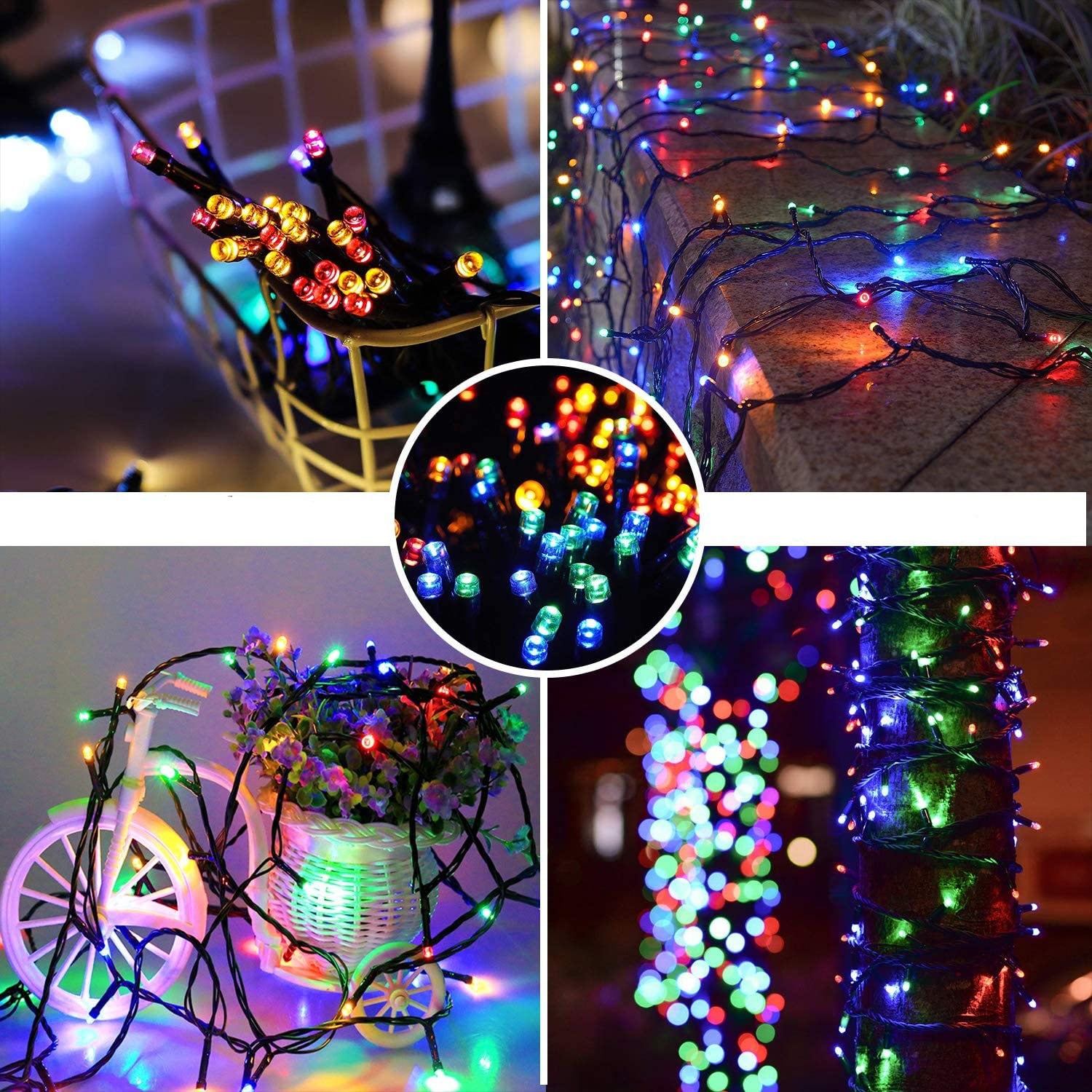 Instalatie de craciun liniara interior/exterior, rola 100m, 8 jocuri de lumini, Multicolor