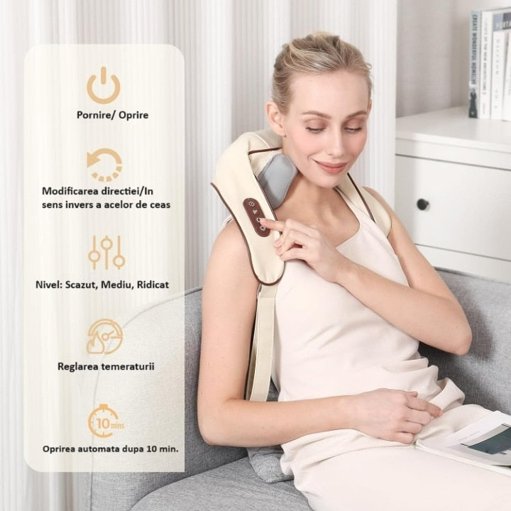 Aparat electric masaj pentru gat, in forma de perna, umeri, picioare si corp