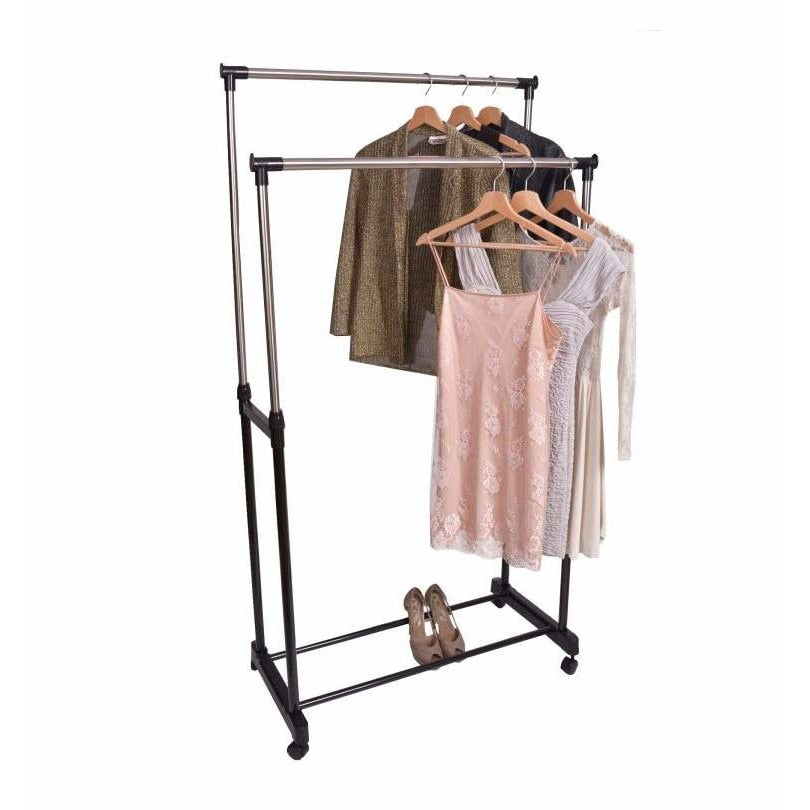 Suport haine dublu mobil pentru haine cu inaltime reglabila