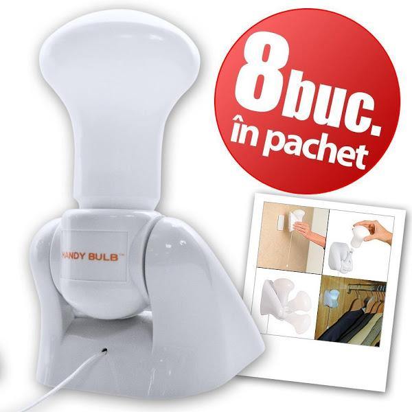 Set 8 mini-becuri reglabile cu led fara fir cu intrerupator Handy Bulb Adauga la lista de dorinta