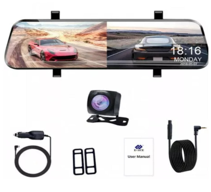 Camera Video Auto Full HD TouchScreen Tip Oglinda Dubla Ecran 10'' 12MP Unghi 170 Grade