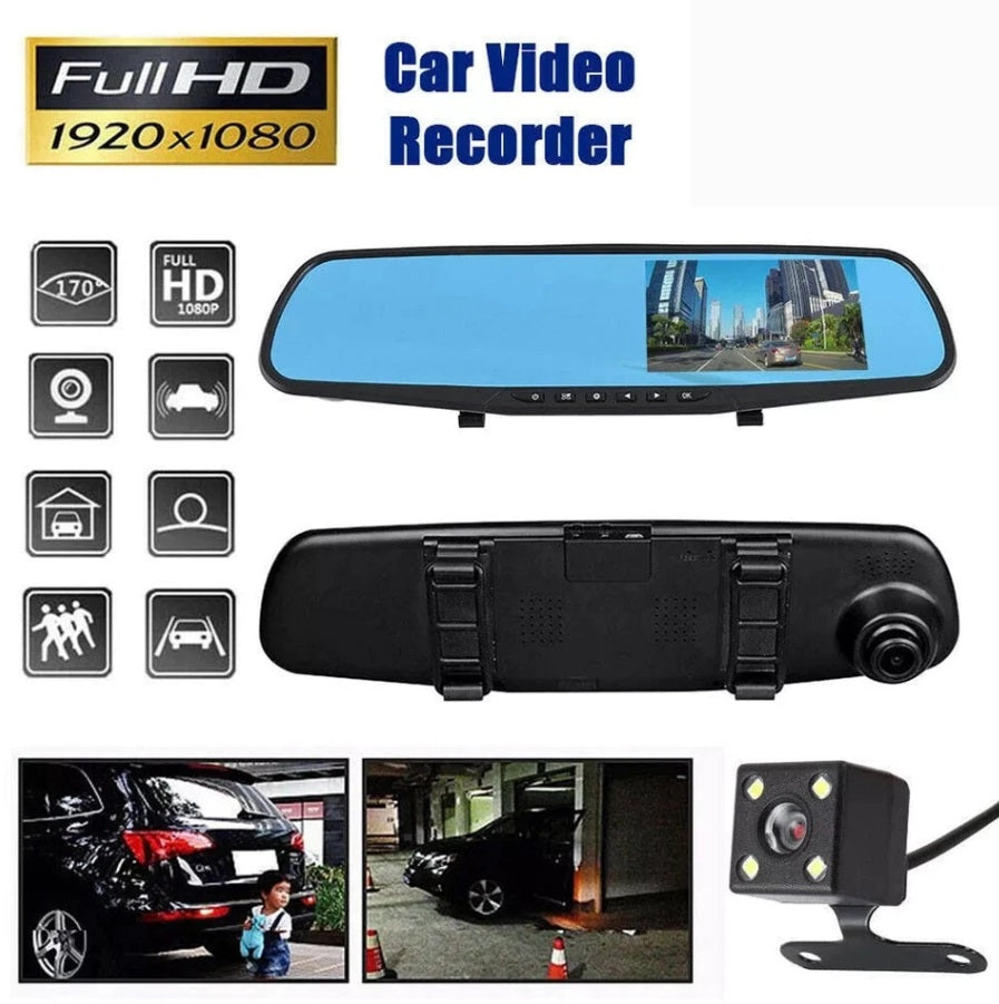 Camera Video Auto Dubla Tip Oglinda Full-HD 1080p Display 4.3 Mod Parcare G Senzor Detectie