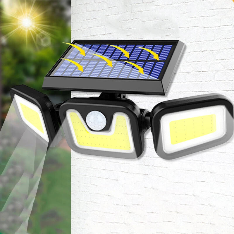Lampa tripla solara de perete cu senzor de miscare, 220 led-uri