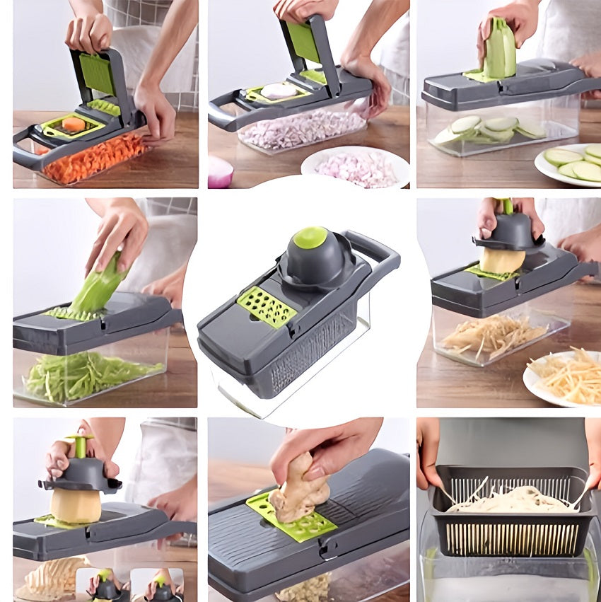 Razatoare multifunctionala fructe, legume, carne, branzeturi, lame inox  14 in 1