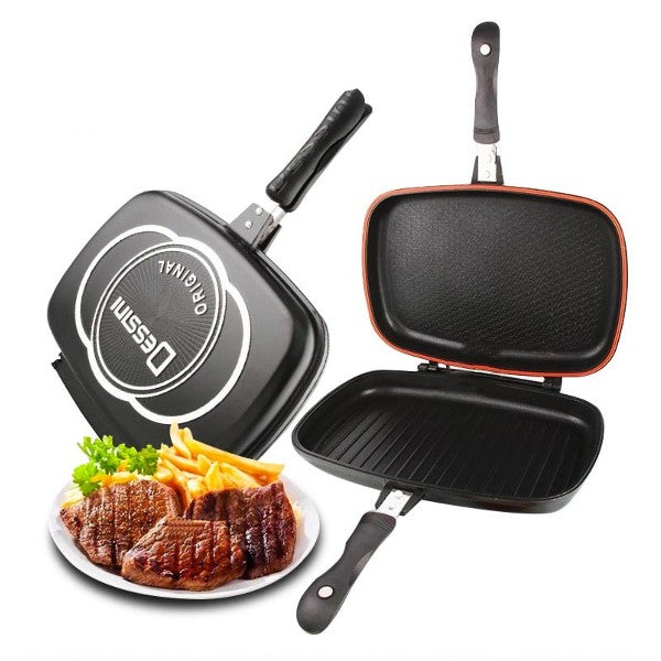 Tigaie Dubla, Antiaderenta, 32 cm, Manere cu Magnet, Rezistenta la Temperaturi Ridicate,