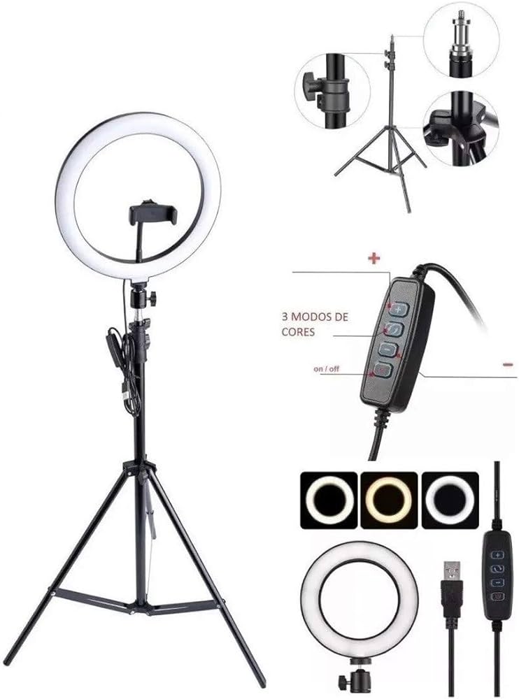 Lampa circulara LED Ring Light, lumina calda/rece/neutra, telecomanda