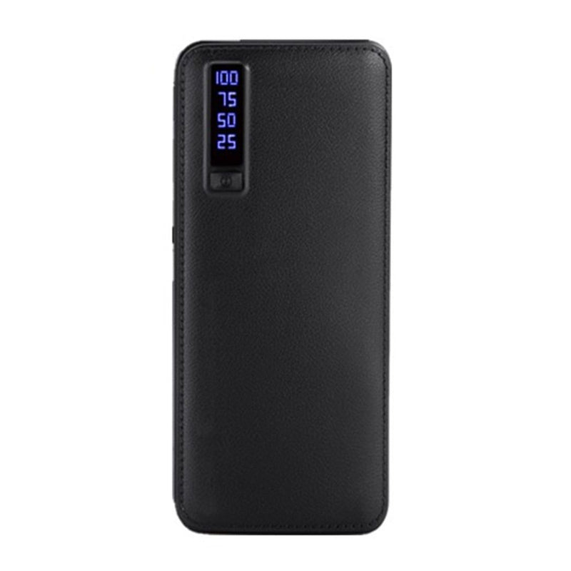 Baterie externa 28000 mAh, 3 port USB si lanterna, carcasa piele