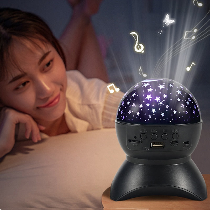 Lampa veghe cu stele si luna, rotatie la 360grade, MP3, Bluetooth