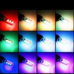 Set 2 Becuri LED T10 Auto Pozitie 6 SMD, Multicolor RGB cu Telecomanda