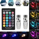 Set 2 Becuri LED T10 Auto Pozitie 6 SMD, Multicolor RGB cu Telecomanda