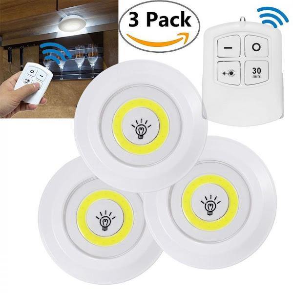 Set 3 corpuri de iluminat cu telecomanda, led, alb