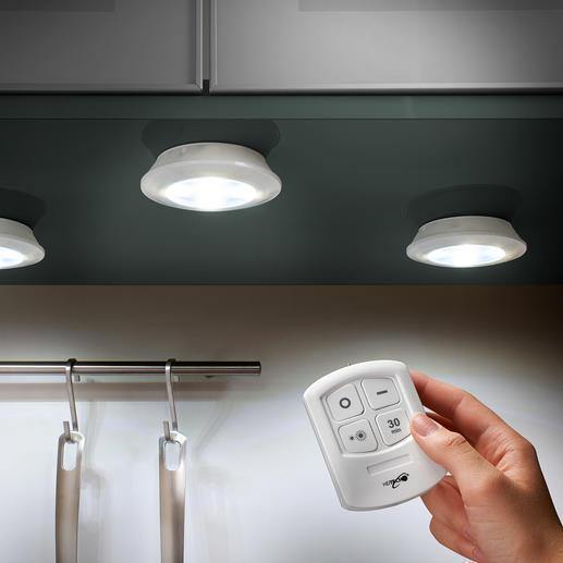 Set 3 corpuri de iluminat cu telecomanda, led, alb