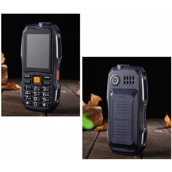 Telefon militar 2800 mAh, Dual SIM, FM radio, Lanterna, Negru-Gri