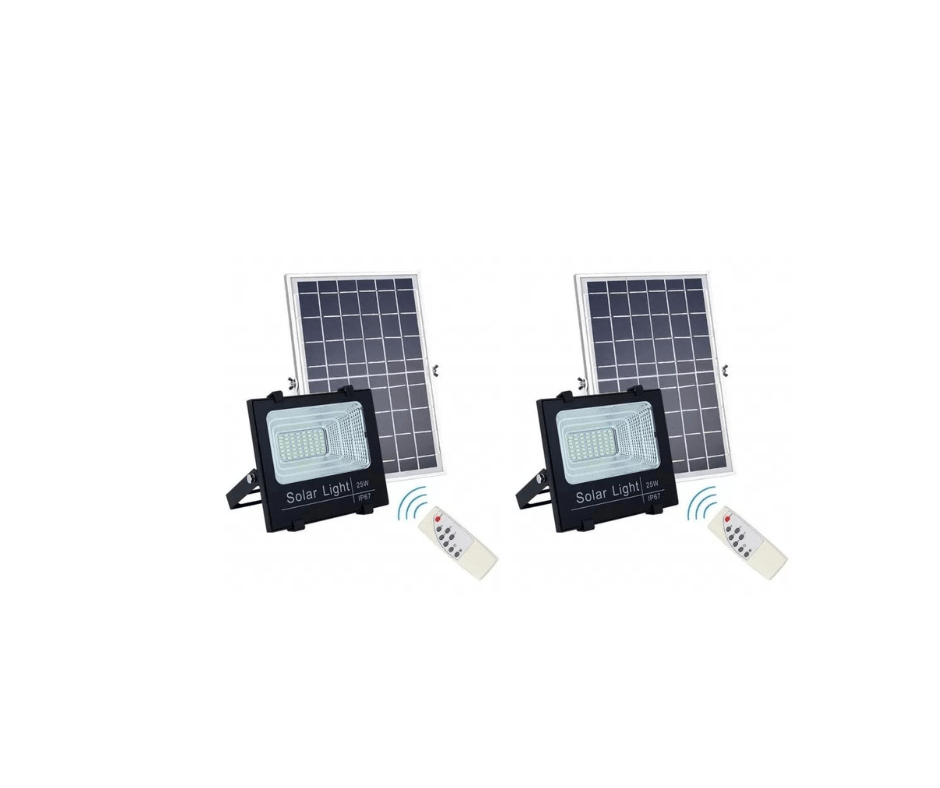 2x Proiector LED 15W-25W cu panou solar si telecomanda