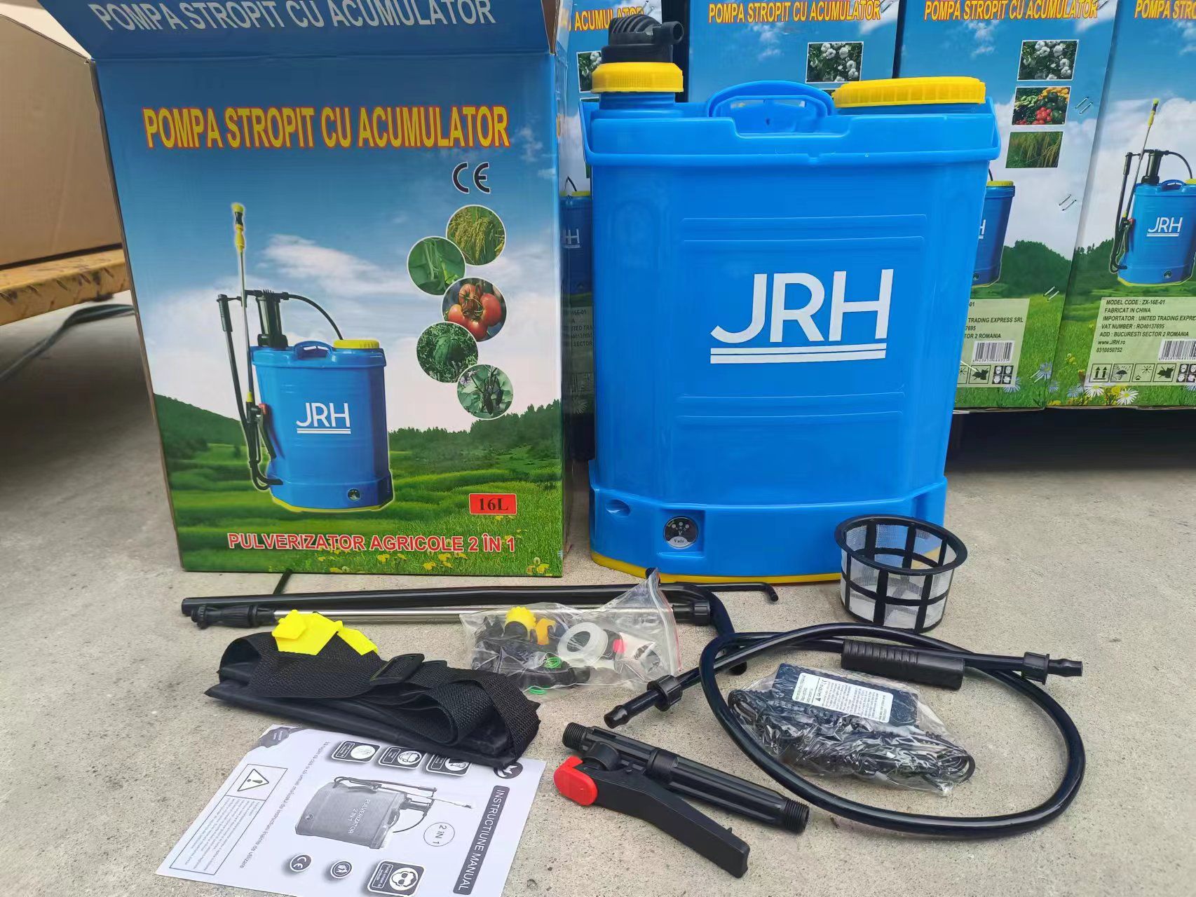 Pompa de stropit vermorel 2 in 1 manuala si electrica rezervor 16L baterie 12V 8Ah debit 3.1 l/min JRH gradina