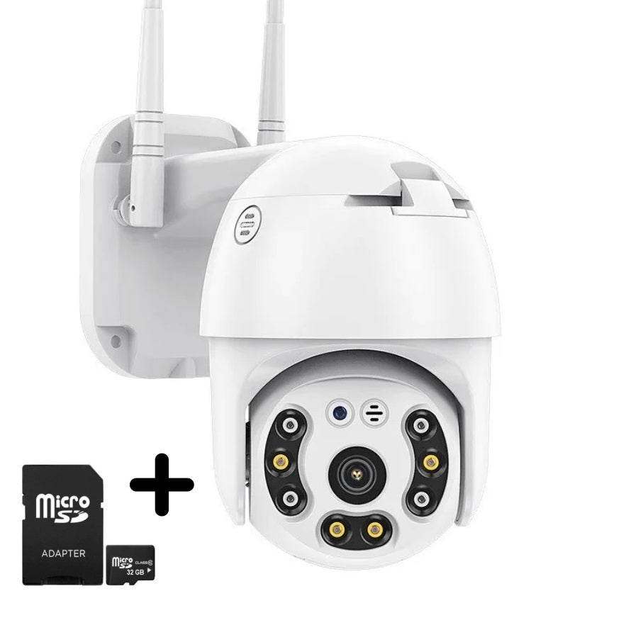 Camera supraveghere 5Mpx exterior/interior, PTZ Rotatie 360°, WiFi, Detectie miscare, Full HD, Card 32gb Cadou