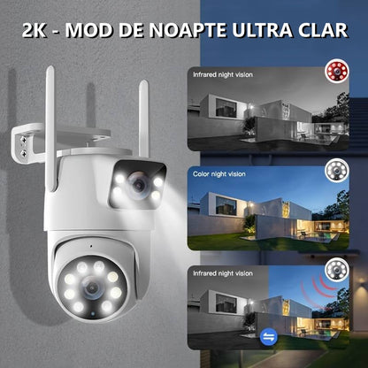 Camera Dubla de supraveghere exterior Full HD , 8MP , Detectare Miscare IP66, Wireless