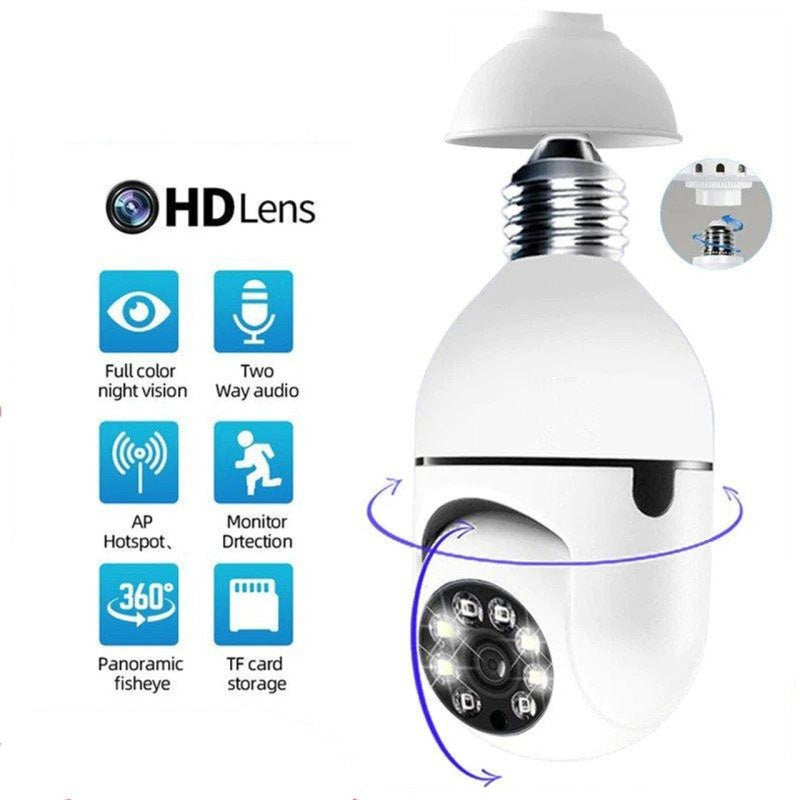 Camera de supraveghere Wifi cu led, Soclu E27 rotatie 360 grade