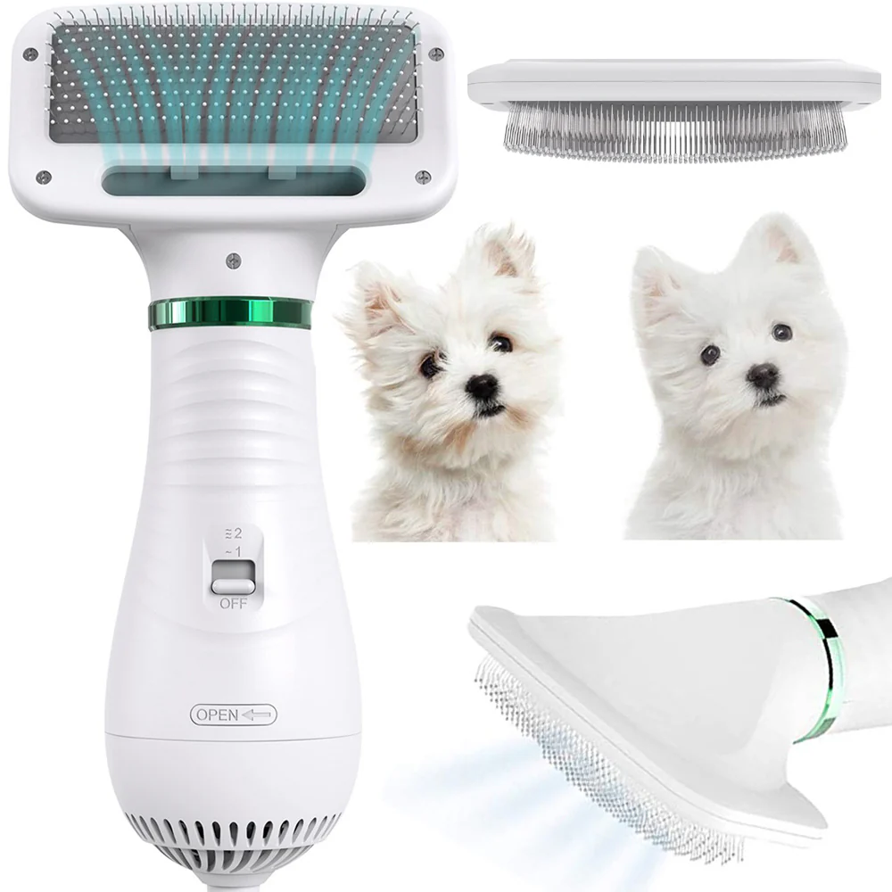 Perie 2 in 1 pentru animale de companie, cu uscator, 2 moduri de uscare