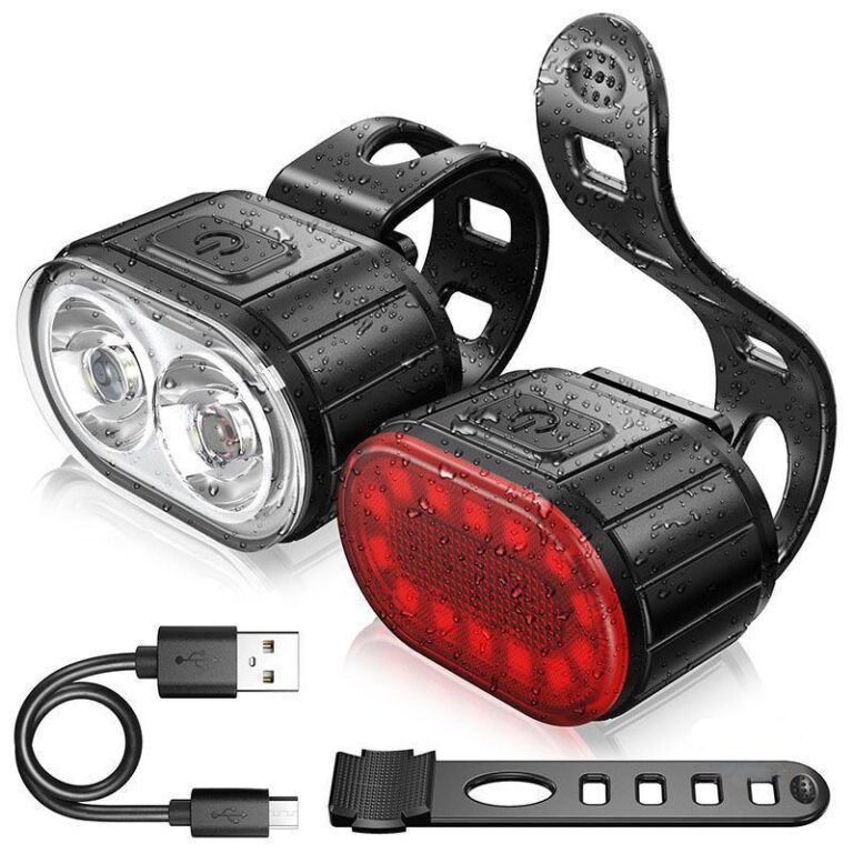 Far bicicletă, reîncărcabilă prin USB, cu LED față, spate