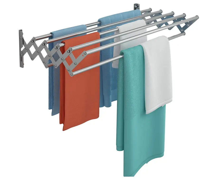 Uscator retractabil din aluminiu, cu prindere in perete, 70 cm
