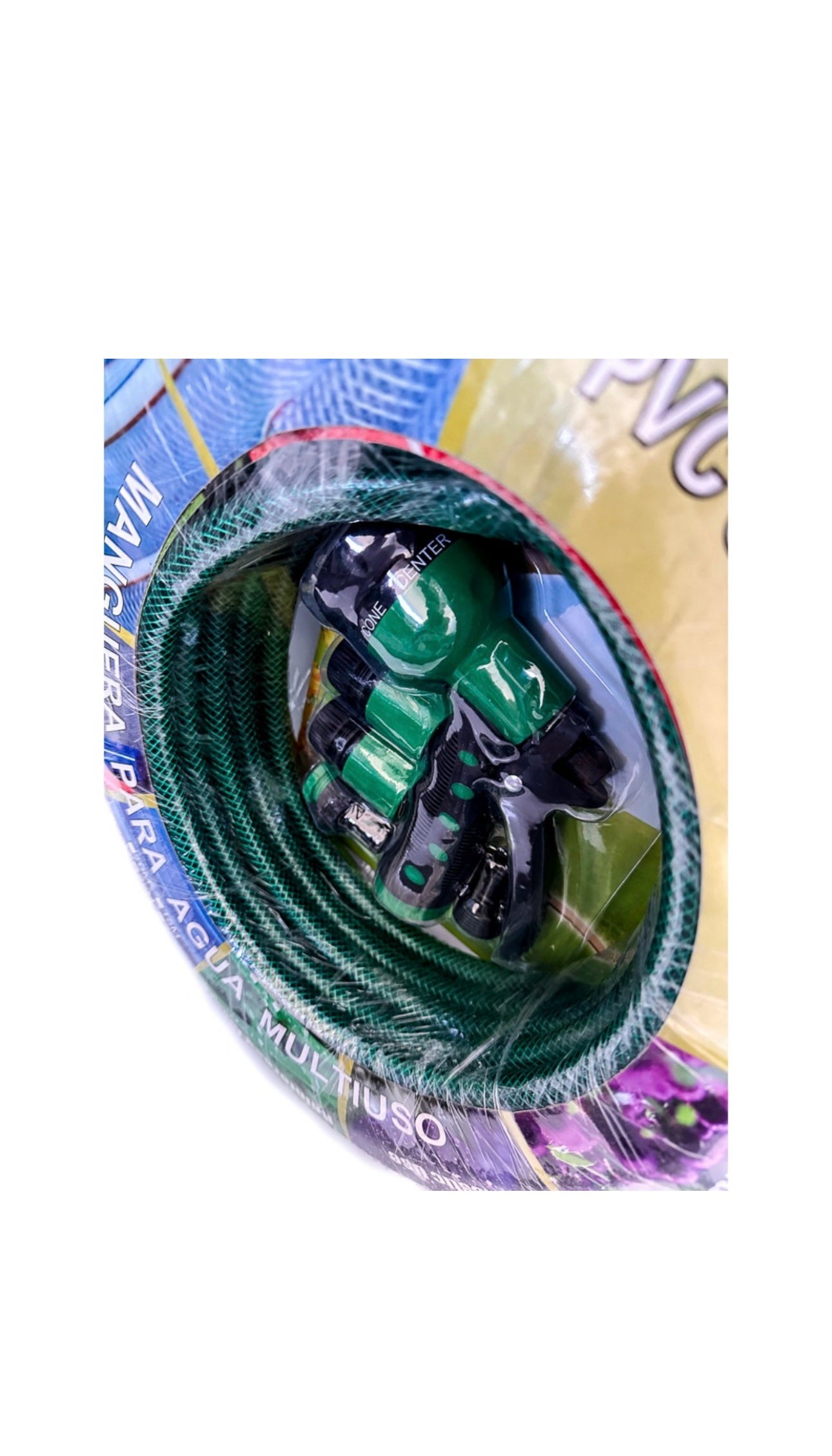 Furtun de gradina ranforsat, 1/2″, 10m lungime, cu adaptoare si pistol pentru udat, Verde