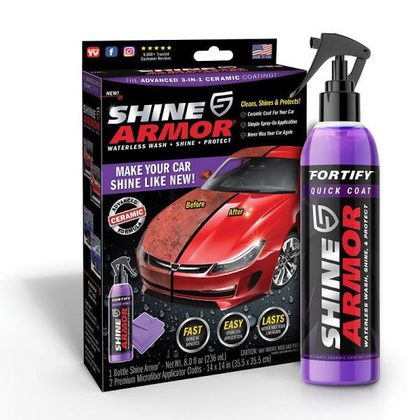 Kit intretinere auto, Ceara lichida Shine Armor 236 ml + Laveta microfibra 3 in 1