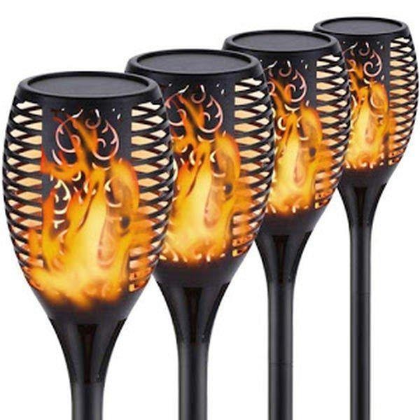 Set 4 lampa solara tip torta cu efect flacara, varianta mare 78cm, 96LED  Adauga la lista de dorinta