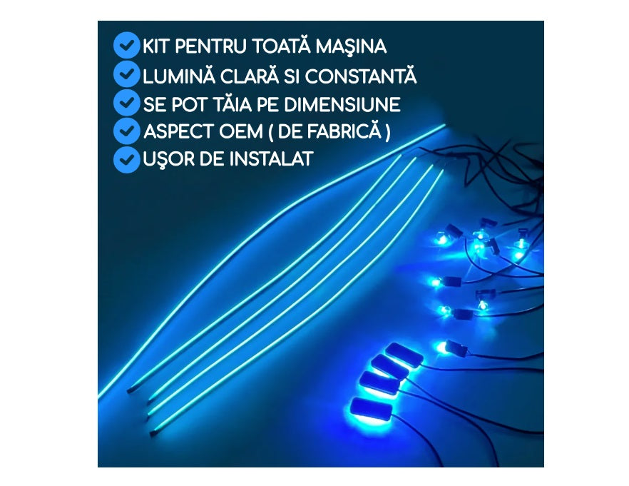 Kit iluminare ambientala  18 piese LED RGB, Bluetooth, aplicatie telefon, senzor muzica, multicolor