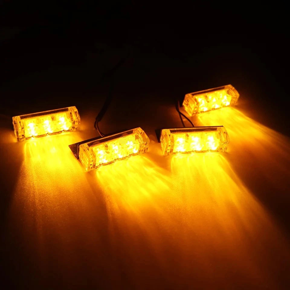 Lumini avertizare LED Galben pentru grila, functii stroboscop, 36W, 12V