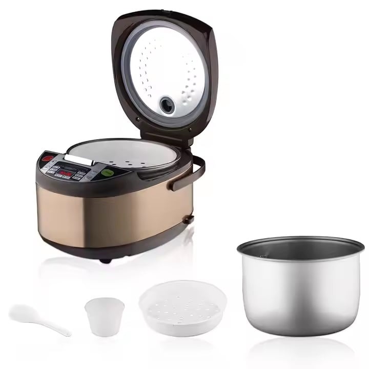 Oala electrica pentru gatit cu aburi, R167, 700 W, capacitate 5 L, inox, 37x27x22 cm, maro