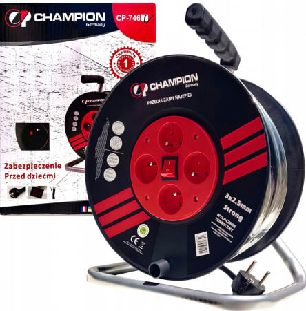 Prelungitor Champion cu 4 prize si tambur cu derulator 25m