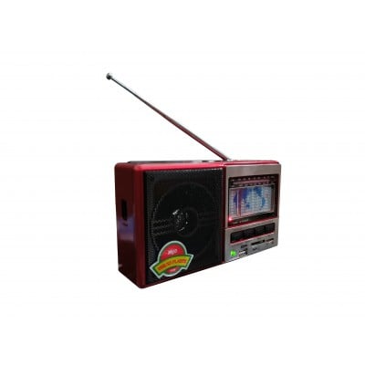 Radio portabil 901UR cu AM, FM, SW 1-9, player USB, microSD, acumulator integrat, rosu