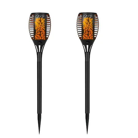 Set 2x Lampa solara tip torta cu efect flacara 51cm