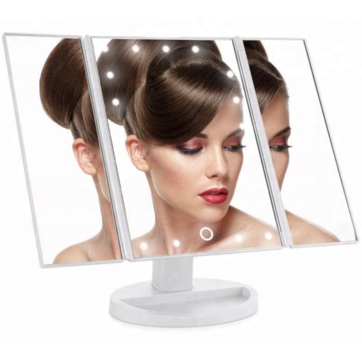 Oglinda cosmetica rotativa , Led-uri cu variator pentru make-up, Neagra