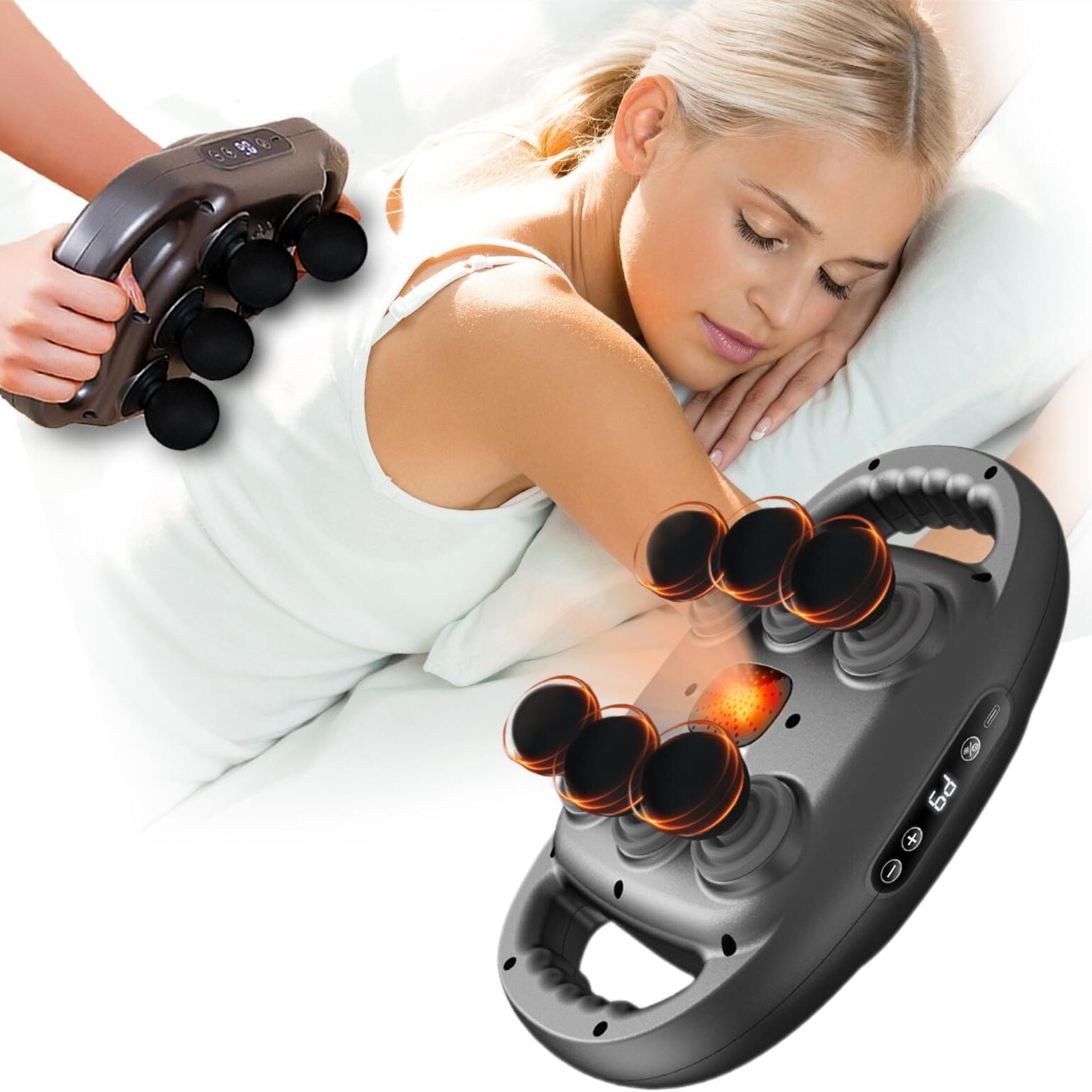 Pistol de masaj, 6 capete, 9 Moduri de ajustare, 2000mAh, Relaxeaza muschii , Potrivit pentru picioare, Brate, Talie, Spate