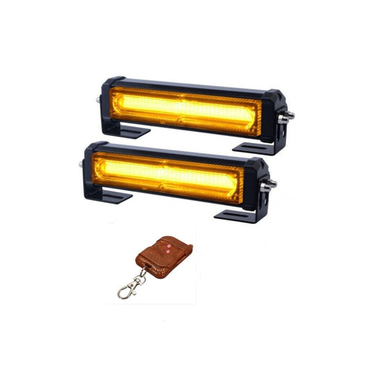 Set 2 lampi avertizare galbene, LED COB, 12-24V, 36W, stroboscoape 9 functii, grila sau plafon, cu telecomanda