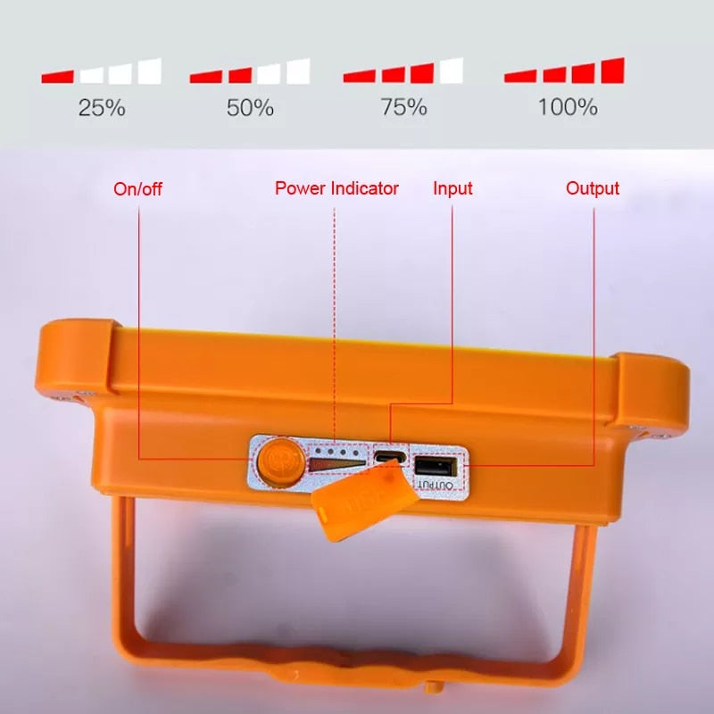 Lampa Solara Portabila 200W, Port USB, 4 Moduri de Iluminat