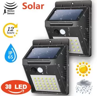 Pachet Promo : Set 10 lampi solar cu 30 led , senzor de miscare si senzor de lumina