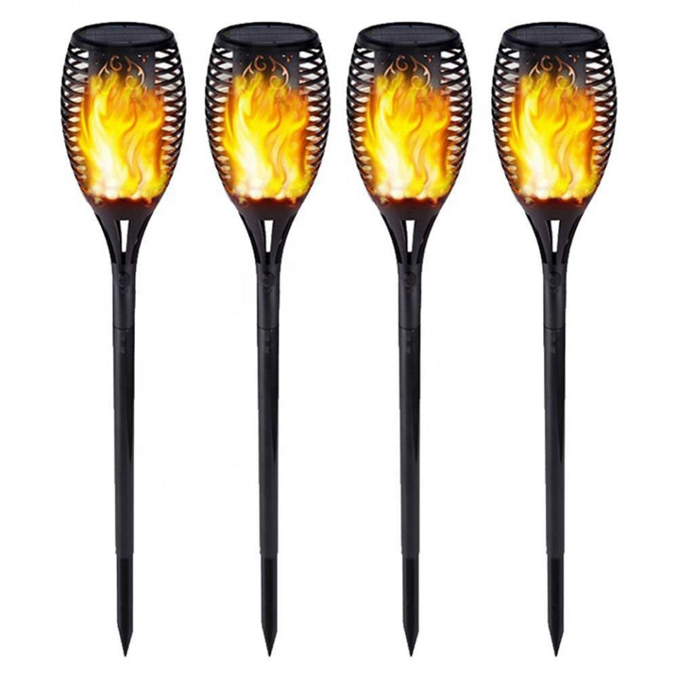Set 4 x Lampi solara tip torta cu efect flacara 51 cm